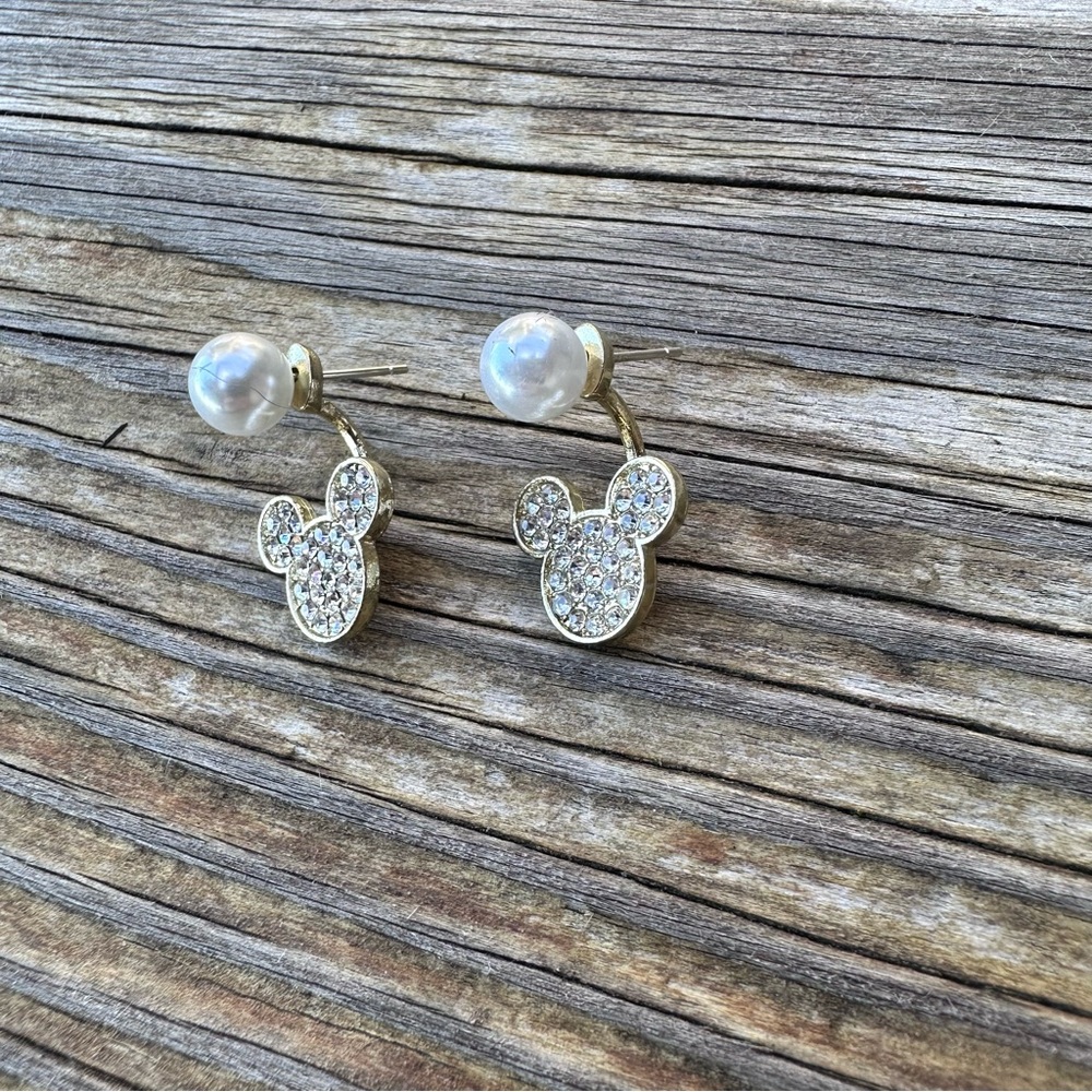 PEARL MICKEY  Crystal Sparkling Earrings With Gift Box - Picture 5 of 7